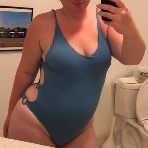 Aerie blue side cutout bathing suit